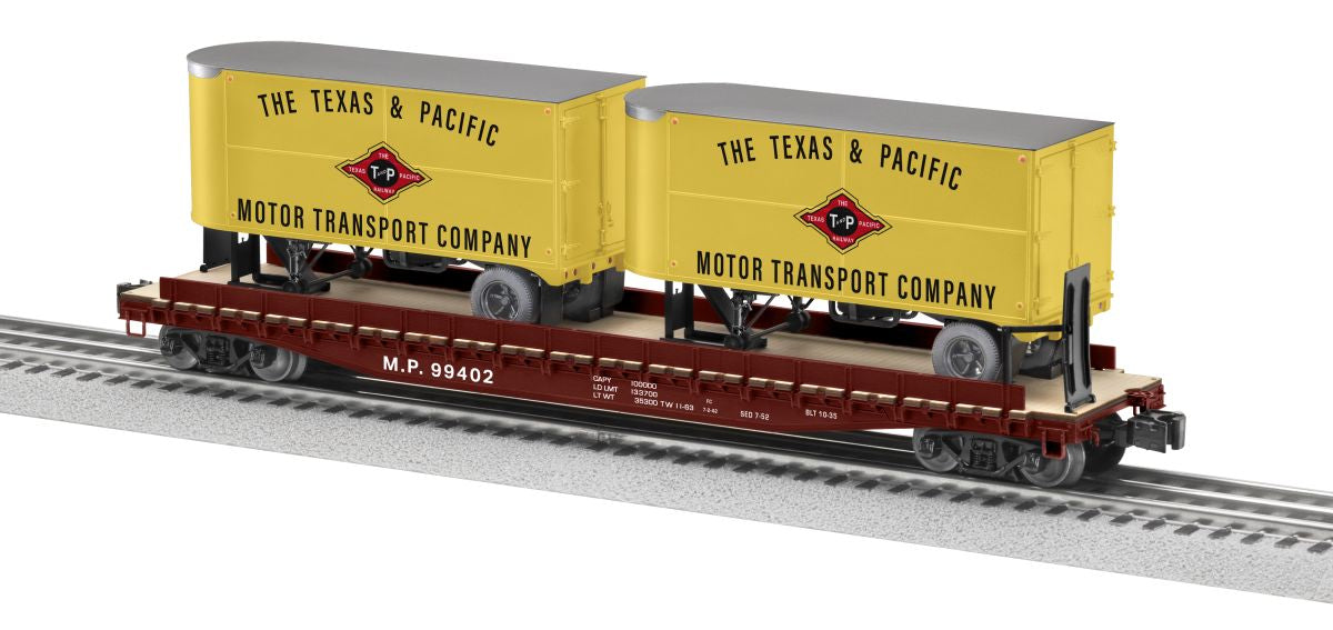 Lionel Train 2426750 O Texas & Pacific 50 TOFC Flatcar w/2 20 Trailers