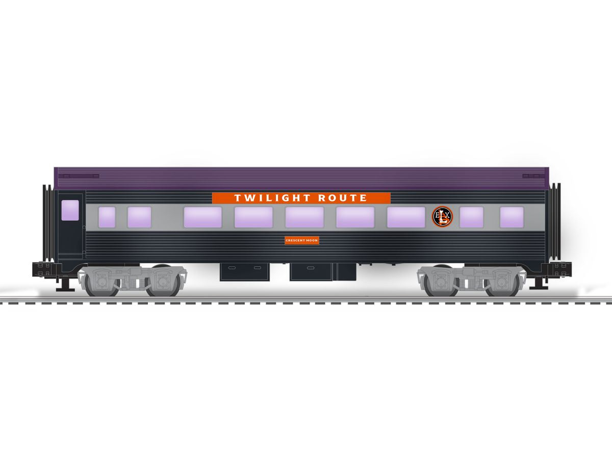 Lionel Train 2427940 O RTR Halloween Streamlined Passenger Coach Crescent Moon