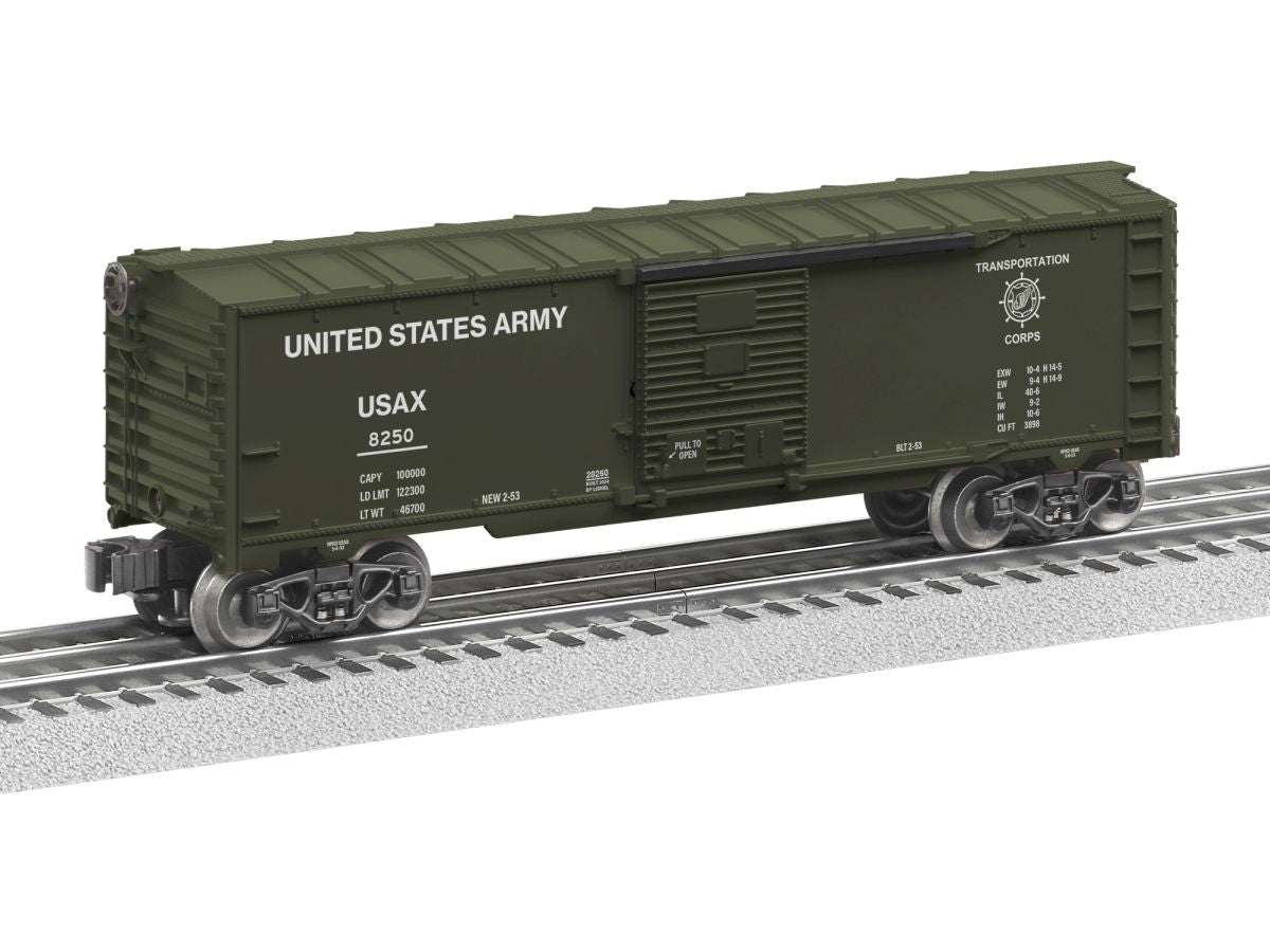 Lionel Train 2428250 O RTR US Army Boxcar #8250