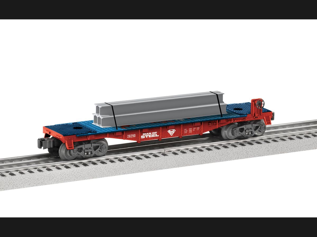 Lionel Train 2428290 O RTR DC COMICS Superman Man of Steel i-Beam Flatcar