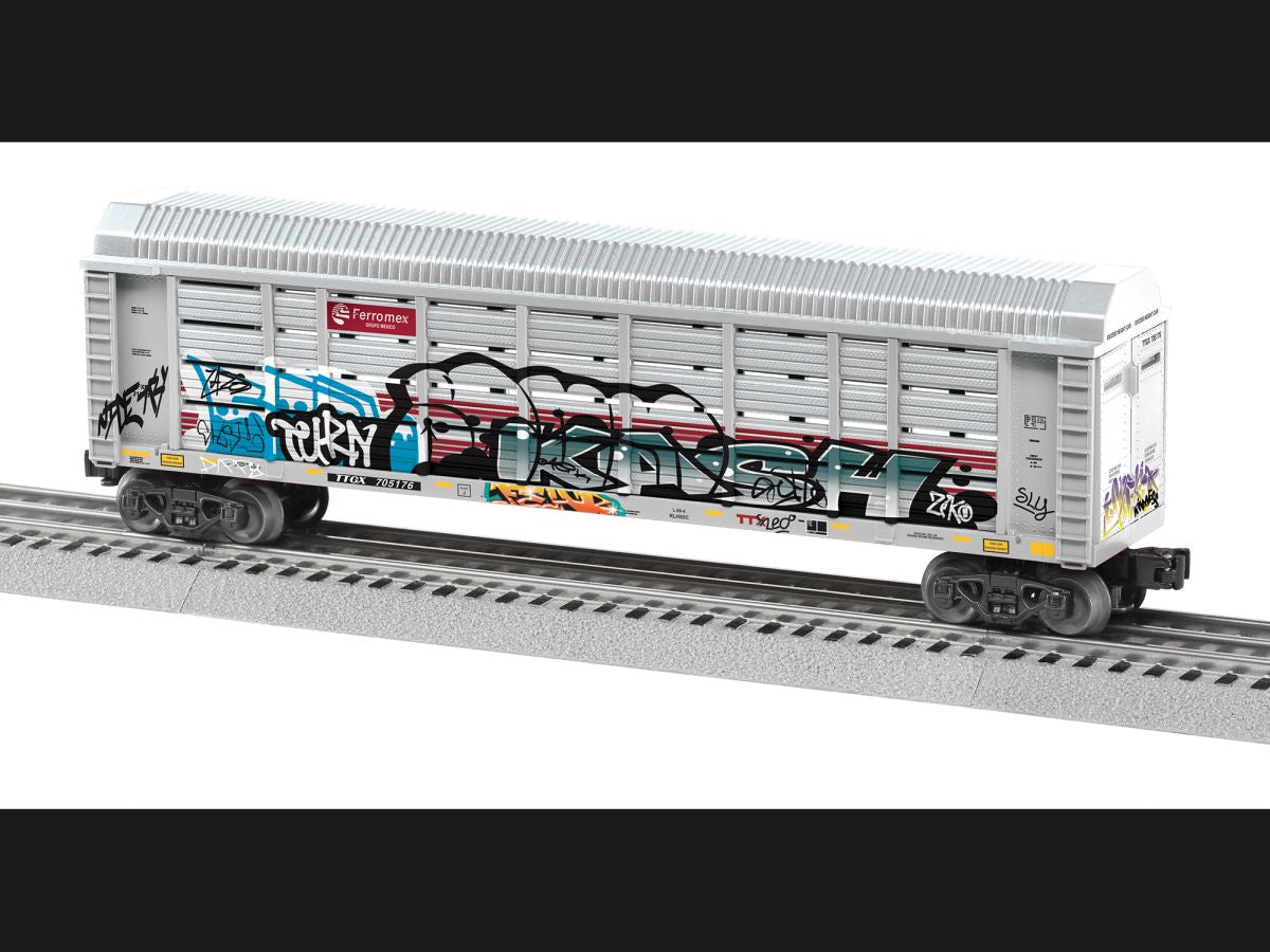 Lionel Train 2428390 O RTR Ferromex Graffiti Auto Rack