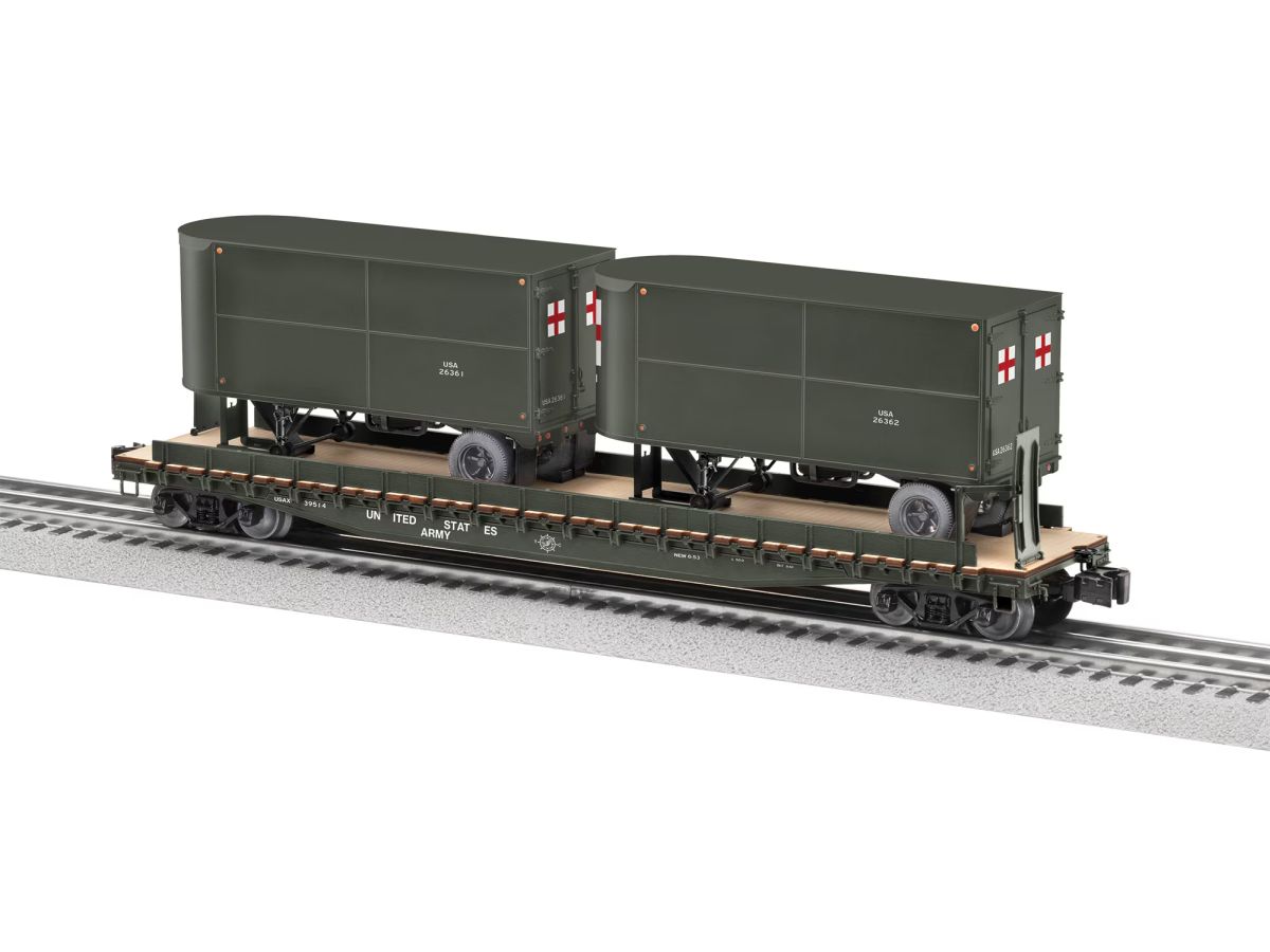 Lionel Train 2526360 O US Army TOFC w/2 trailers #39514