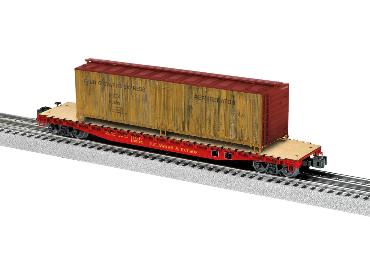 Lionel Train 2626160 O D&H PS-4 Flatcar w/Woodside Reefer Load #16505