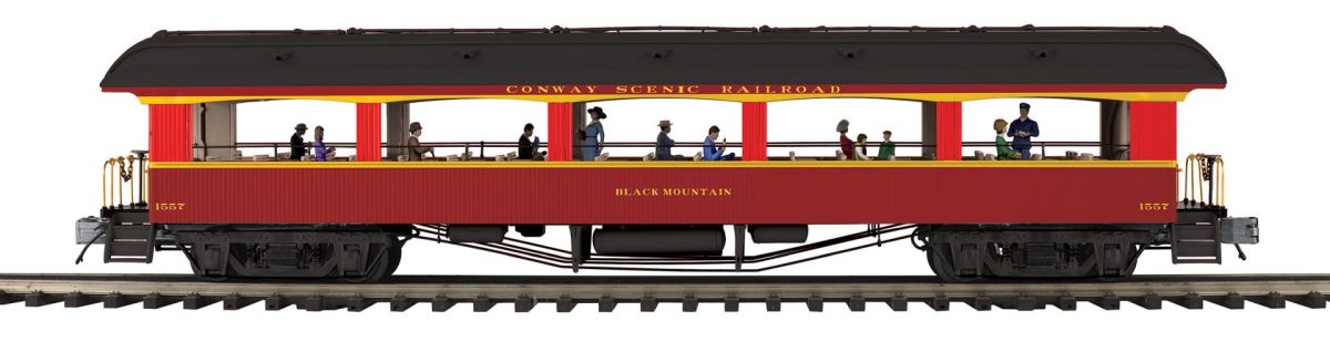 MTH 2062192 O Conway Scenic Railroad 64 Open Air Woodsided Coach Car #1  NEW - call for discount pricing!