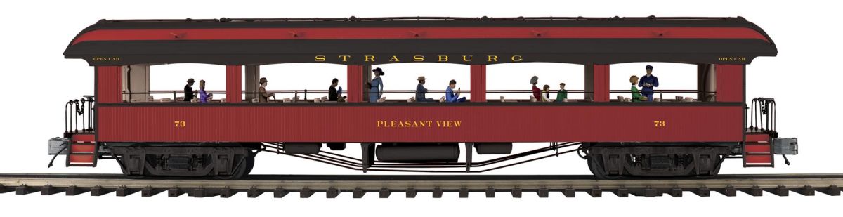 MTH 2062196 O Strasburg 64 Open Air Woodsided Coach Car #73 Pleasant Sp  NEW - call for discount pricing!