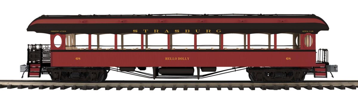 MTH 2062198 O Strasburg 64 Open Air Woodsided Observation Car #68 Hello  NEW - call for discount pricing!