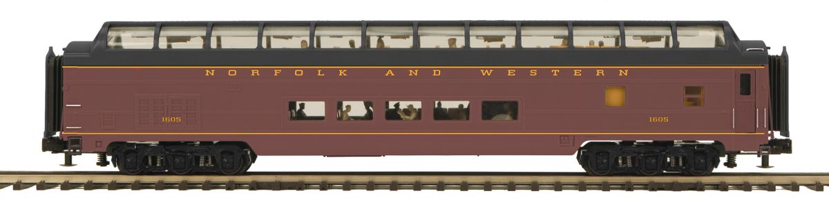 MTH MTH2064265 O N&W 70 Streamlined Full Length Vista Dome Car  Smooth sd