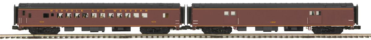MTH MTH2064266 O N&W 70 Streamlined Baggage/Coach Set  Smooth sided