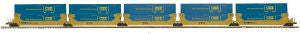 MTH MTH2092245 O TTX 5pk Twin Stack Container Cars DTTX #63180