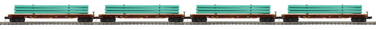 MTH MTH2092317 O 60 Flatcar w/Pipe Load 4pk NS