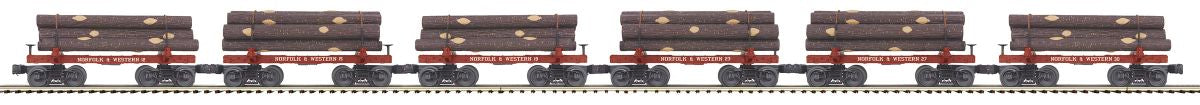 MTH MTH2092331 O Sleleton Cars w/Log Load 6pk N&W