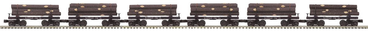 MTH MTH2092335 O Sleleton Cars w/Log Load 6pk West Virginia Pulp