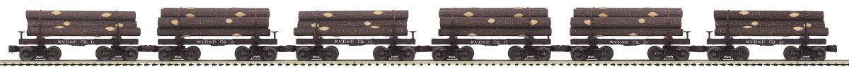 MTH MTH2092336 O Sleleton Cars w/Log Load 6pk West Virginia Pulp