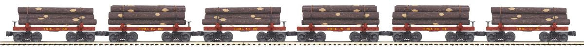 MTH MTH2092337 O Sleleton Cars w/Log Load 6pk Red River Logging