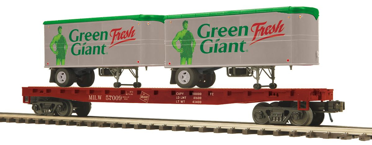 MTH MTH2095555 O Flatcar w/Pup Trailers Milw.Rd.