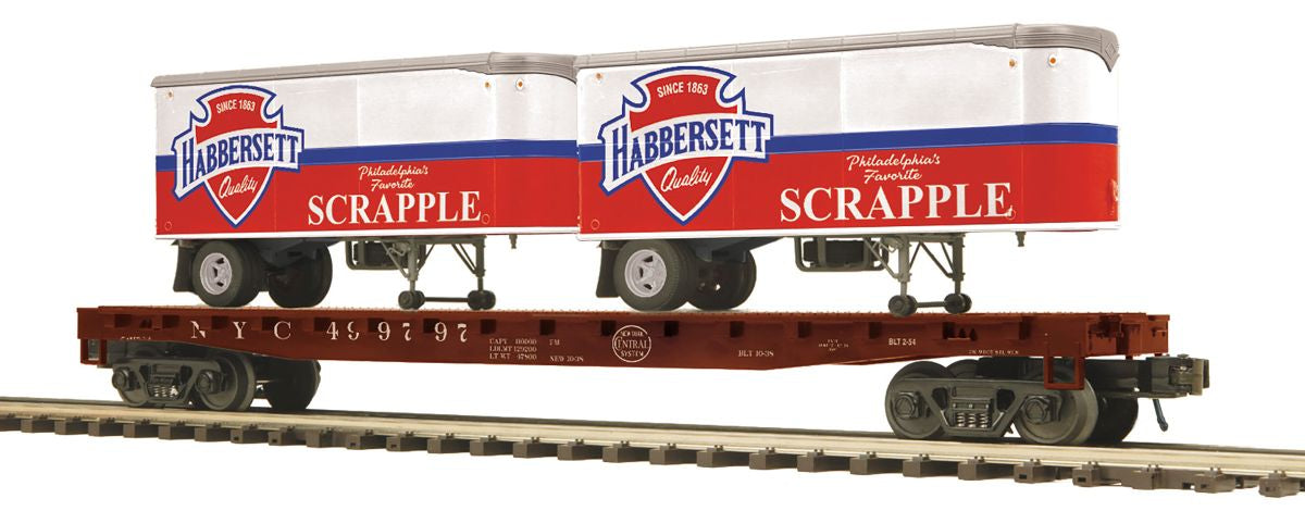 MTH MTH2095556 O Flatcar w/Pup Trailers NYC
