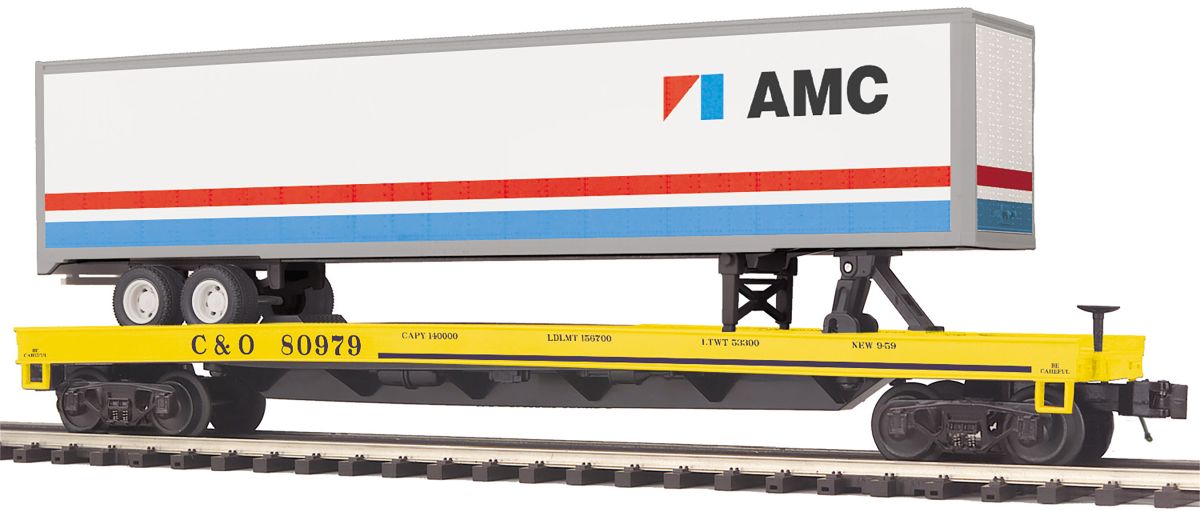 MTH MTH2095644 O Flatcar w/48 Trailer C&O