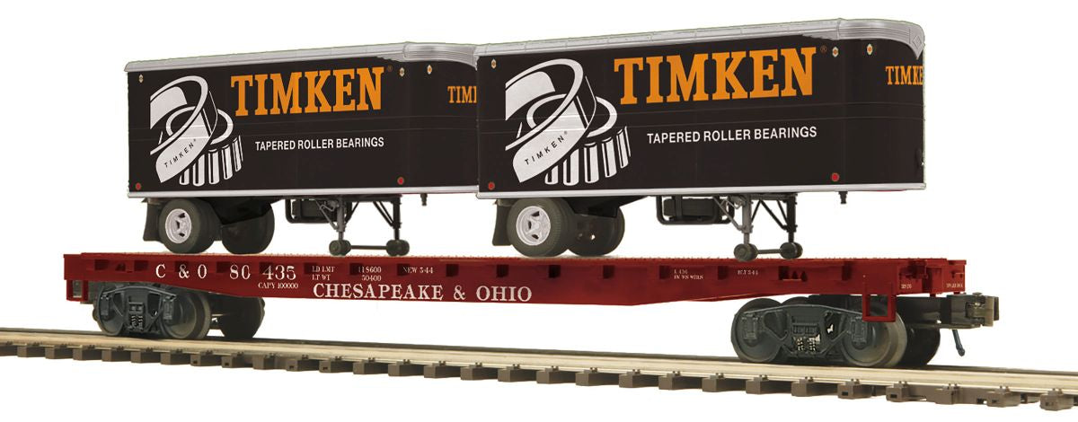 MTH MTH2095712  O Flatcar w/Pup Trailers C&O
