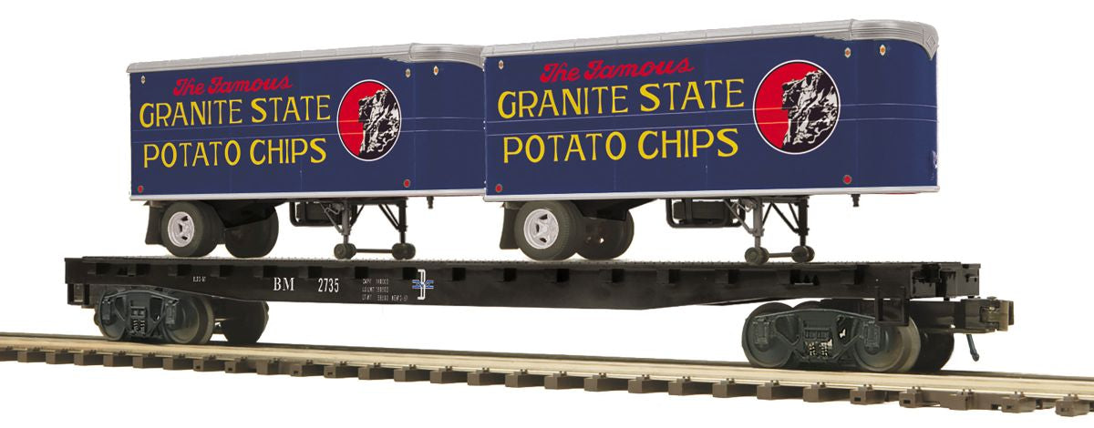 MTH MTH2095713  O Flatcar w/Pup Trailers B&M