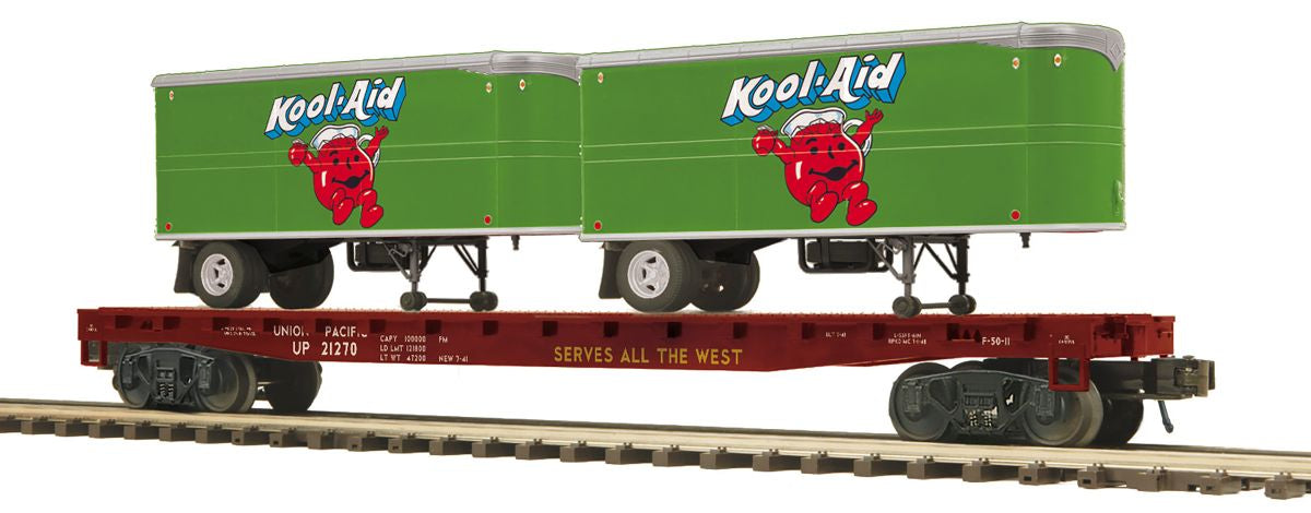 MTH MTH2095715  O Flatcar w/Pup Trailers UP