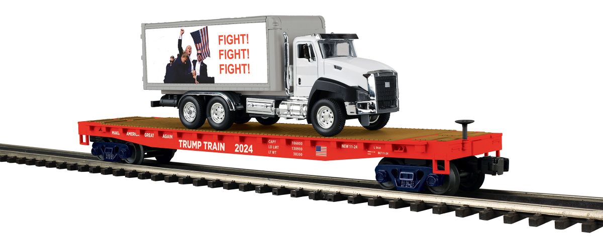MTH MTH2095803  O Trump Flatcar w/Box Truck