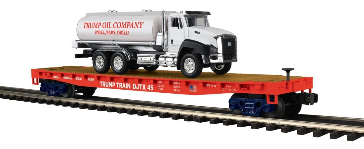 MTH MTH2095831 O Trump Flatcar w/Tanker Truck w/Sound