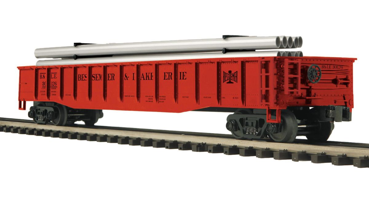 MTH 2095867 O B&LE Gondola w/Pipe Load  NEW - call for discount pricing!