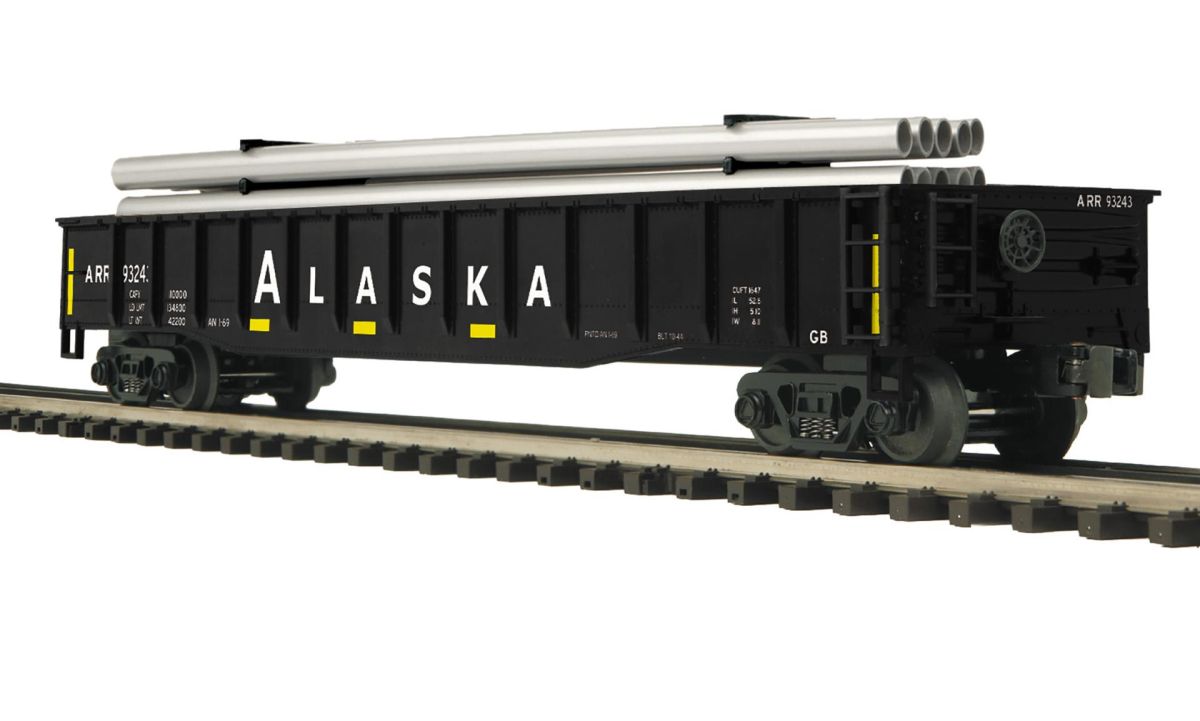 MTH 2095872 O Alaska Gondola w/Pipe Load  NEW - call for discount pricing!