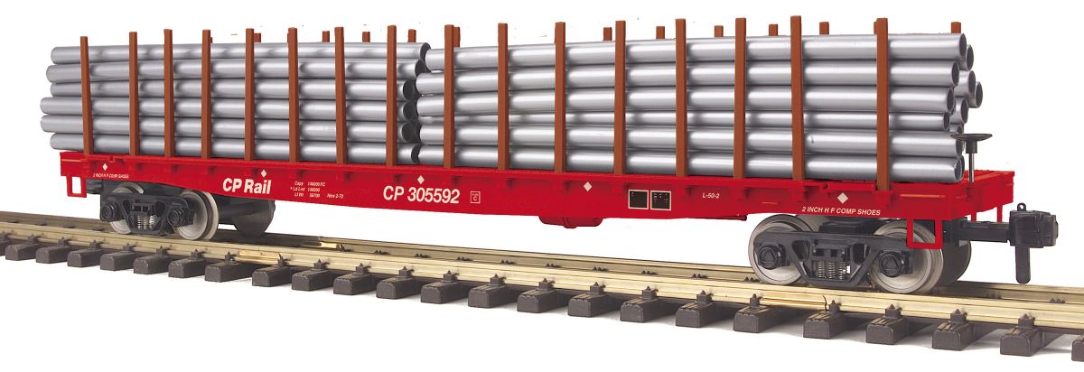 MTH MTH7076066 G G Flatcar w/Pipe Load