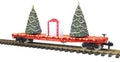 MTH MTH7076073 G Christmas Flatcar w/Trees & LEDs red
