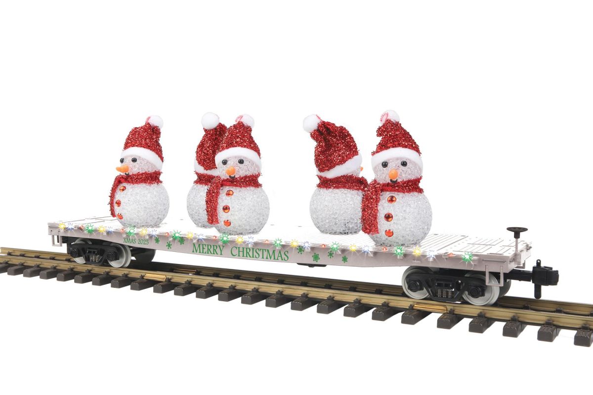 MTH MTH7076079 G Christmas Flatcar w/Snowmen & LEDs white
