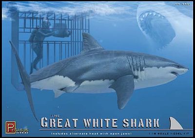 Pegasus Model 9501 Great White Shark and cage with diver