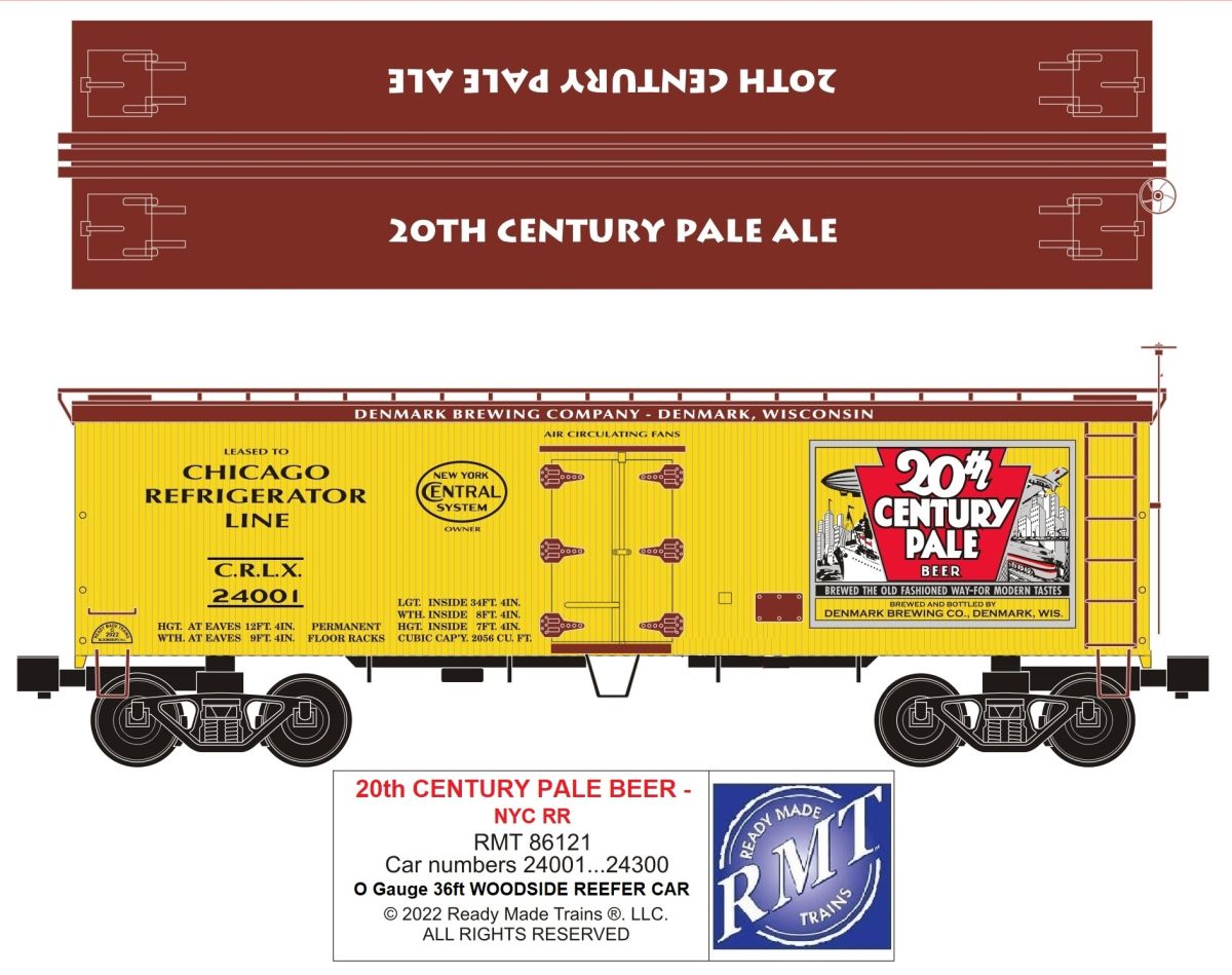 Ready Made Trains RMT 86121 O Woodside Reefer Century Beer