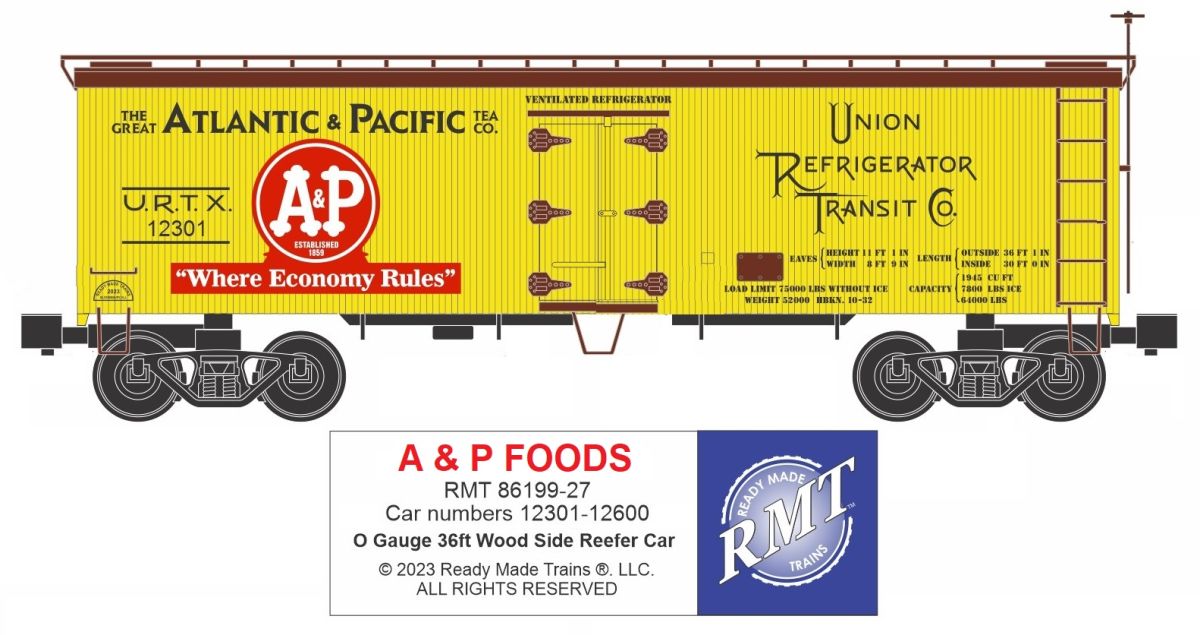 Ready Made Trains RMT 8619927 O Woodside Reefer A&P Foods