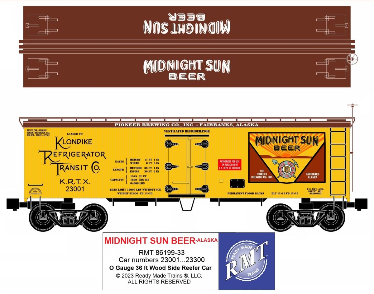 Ready Made Trains RMT 8619933 O Woodside Reefer Alaska Midnight Sun Beer