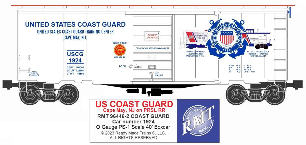 Ready Made Trains RMT 964462 O Boxcar US Coast Guard