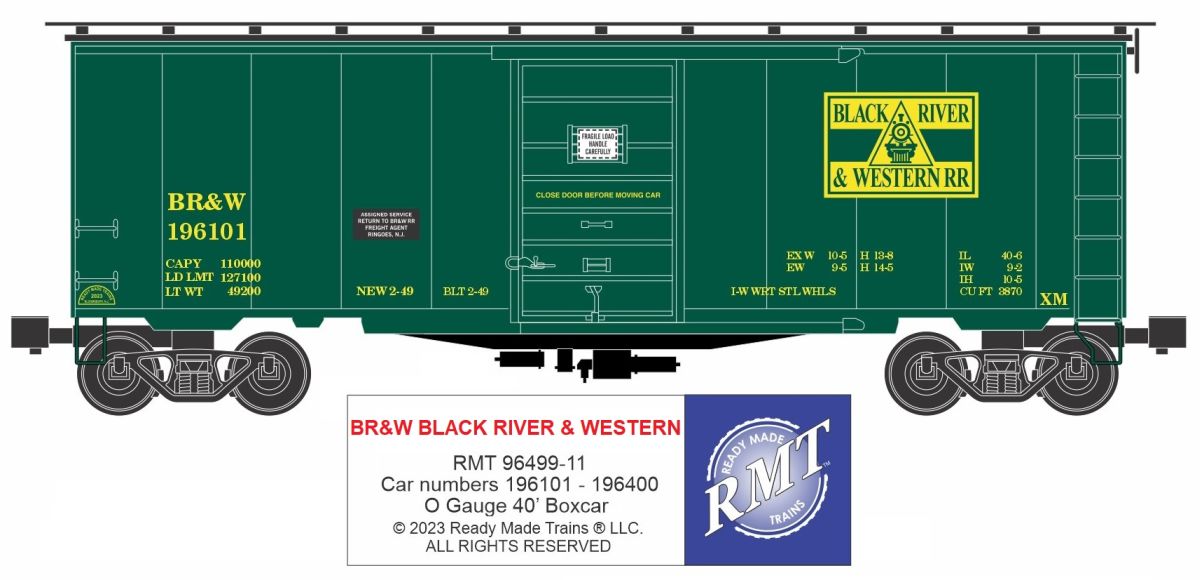 Ready Made Trains RMT 9649911 O Boxcar Black River & Western