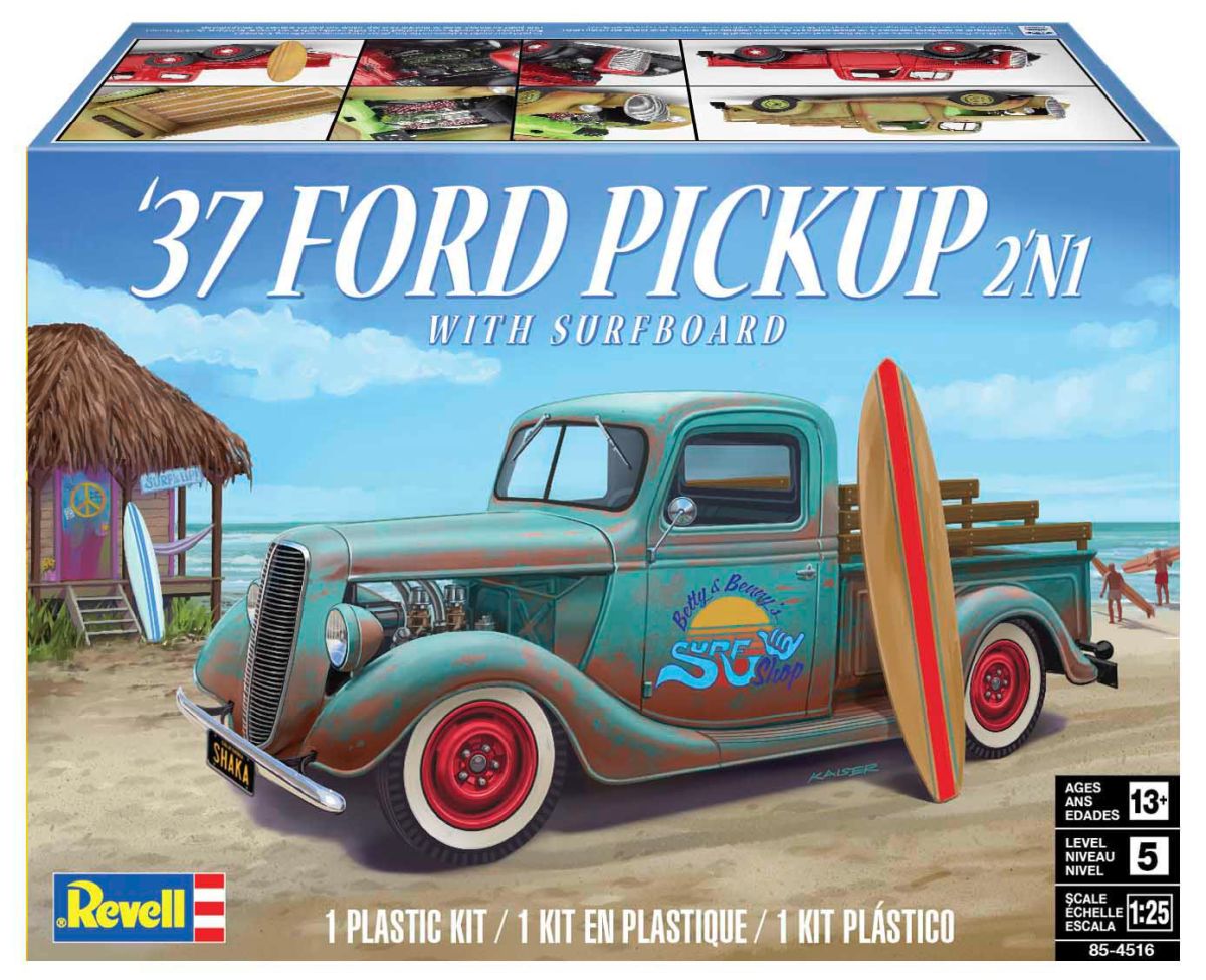 Revell Model 854516 37 Ford Pickup 2n1 W/ Surfboard Skill 5