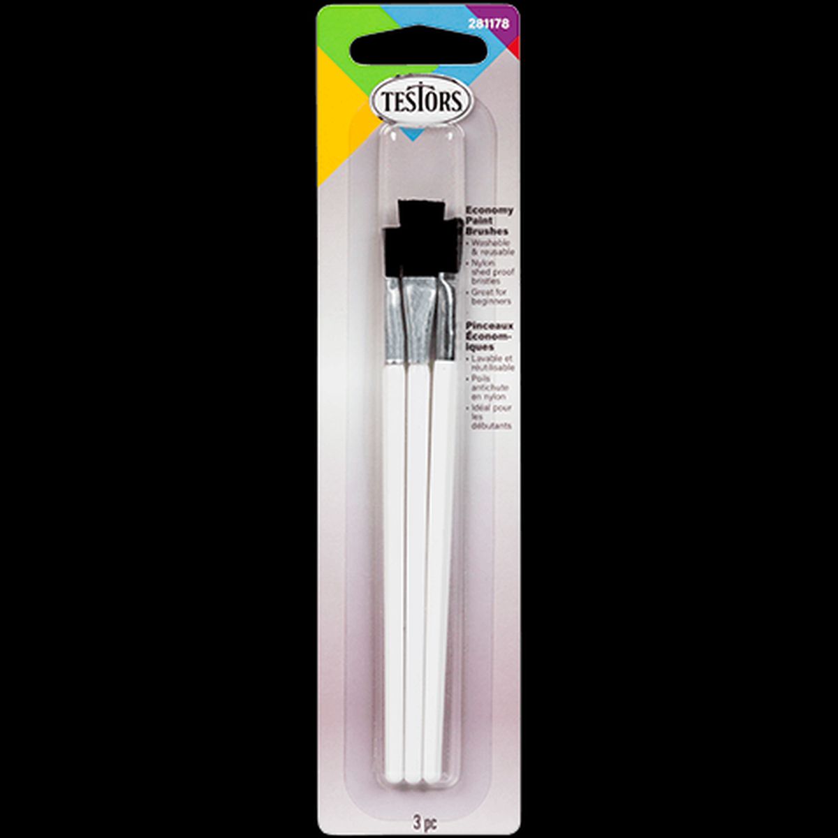 Testors Paint 281178 3 Pc Economy Flat Brush Set Brush Kit replaces 8708
