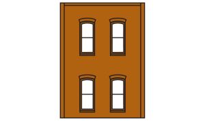 Woodland Scenics 30138 HO DPM 2-Story Wall 4 Rectangular Windows