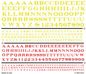 Woodland Scenics 504 RR Roman Letters/red&gold Dry Transfer