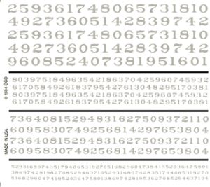 Woodland Scenics 510 RR Roman Numbers/white Dry Transfer