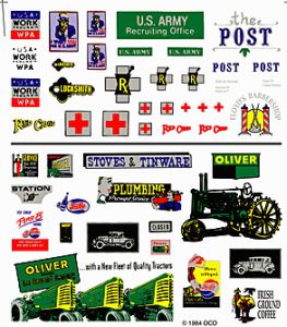 Woodland Scenics 556 Assorted Logos & Ad Signs Dry Transfer Dry Transfer