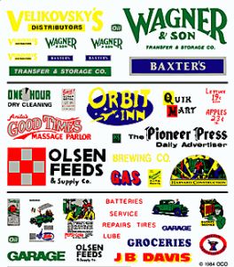 Woodland Scenics 559 Assorted Products & Business Signs Dry Transfer Dry Transfer