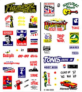 Woodland Scenics 561 1960s Signs & Posters Dry Transfer Dry Transfer