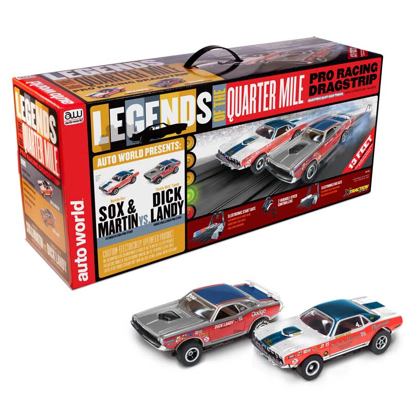 Auto World HO SLOT CAR 13' Legends of the Quarter Mile Drag Race Set Dick Landy SRS332