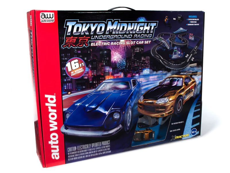 Auto World HO SLOT CAR 16' Tokyo Midnight Underground Racing Slot Race Set SRS342