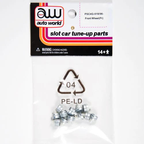 Auto World HO SLOT CAR 4Gear Front Wheel (Pair) 6pk Part PSC4G-018