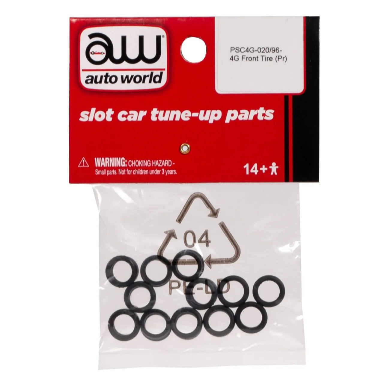 Auto World HO SLOT CAR 4 Gear Front Tire Pair 6pk Part PSC4G-020