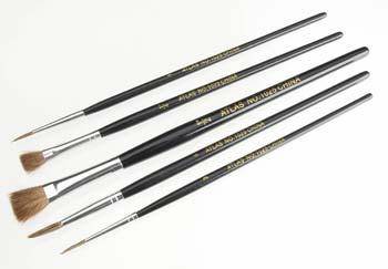 Atlas Brush Company 1025 5pc Camel Hair Round & Flat Brush Set